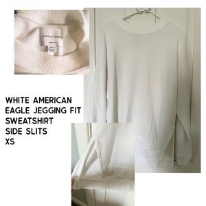 American Eagle White Jegging Fit Side Split High-Low Sweatshirt size XS